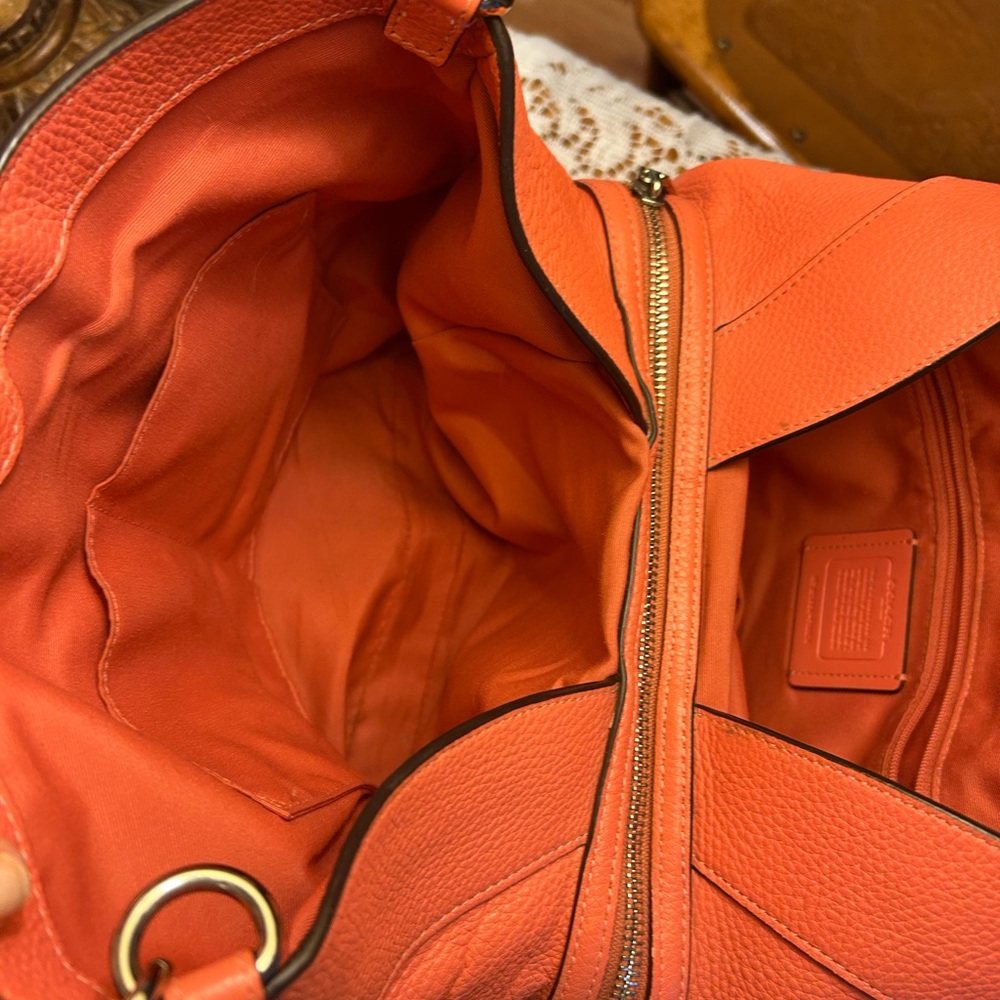 Coach Lexy Vibrant Orange Leather Shoulder Bag with Studs.  With wallet - Picture 13 of 15